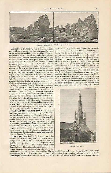 LAMINA ESPASA 4342: Vistas de Carnac Francia