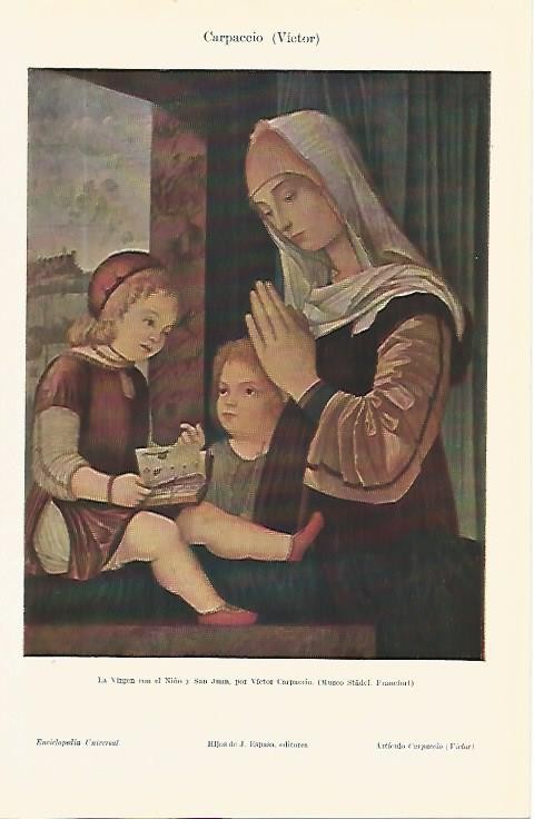 LAMINA ESPASA 4356: La Virgen con el Niño y San Juan por Carpaccio