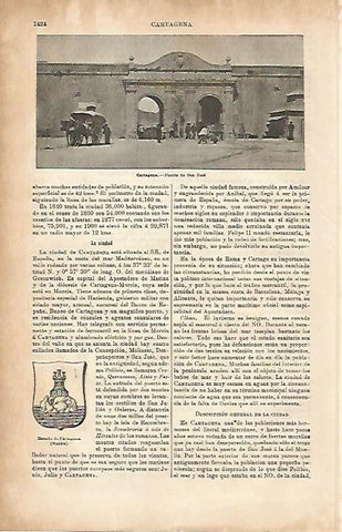 LAMINA ESPASA 4387: Puerta de San Jose en Cartagena