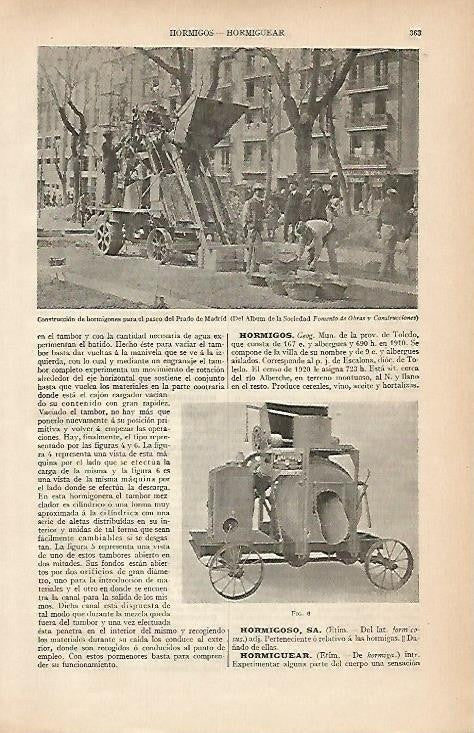 LAMINA ESPASA 4451: Construccion de hormigon en el Paseo del Prado de Madrid