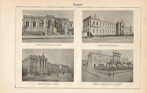 LAMINA ESPASA 4463: Hospital en Montevideo y Sao Paolo