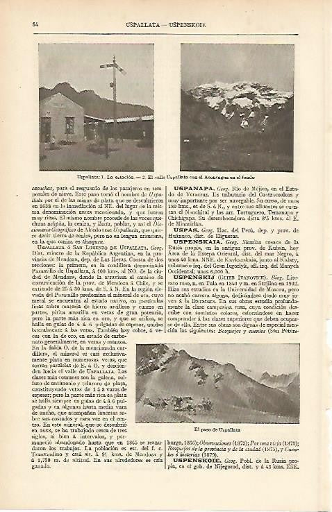 LAMINA ESPASA 4634: El paso de Uspallata Argentina