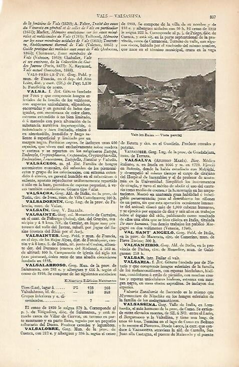 LAMINA ESPASA 4769: Vista parcial de Vals les Bains Francia