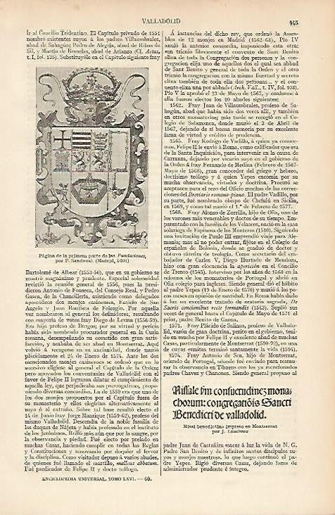 LAMINA ESPASA 4790:  Pagina de las Fundaciones de P. Sandoval