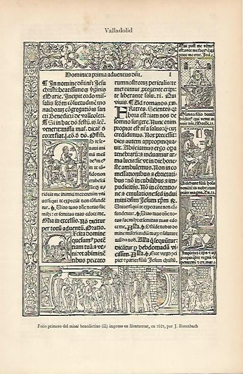 LAMINA ESPASA 4791: Folio primero del misal benedictino de 1521