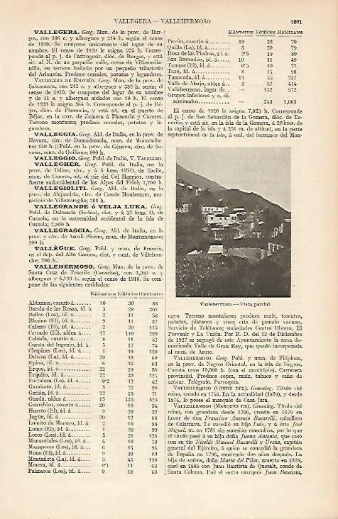 LAMINA ESPASA 4817: Vista parcial de Vallehermoso Tenerife