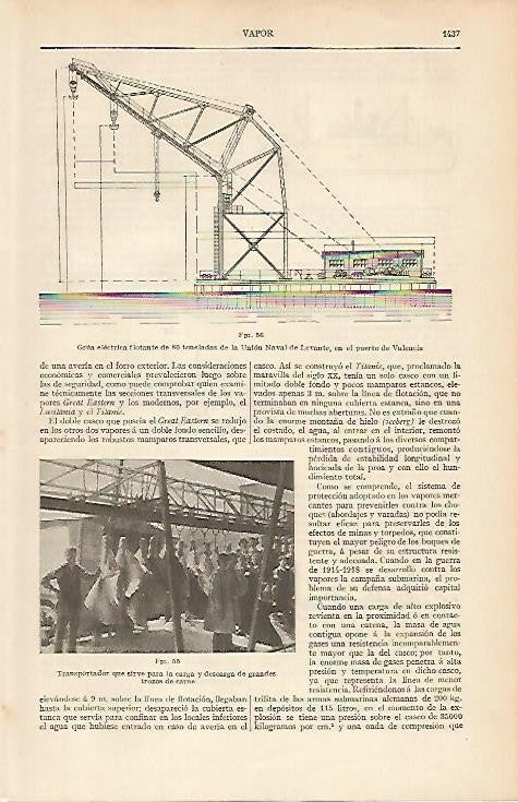 LAMINA ESPASA 4873: Grua electrica flotante de la Union Naval de Levante