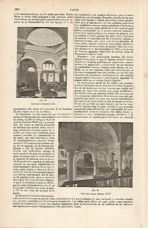 LAMINA ESPASA 4877: Hall del vapor Cristobal Colon y del Alfonso XIII
