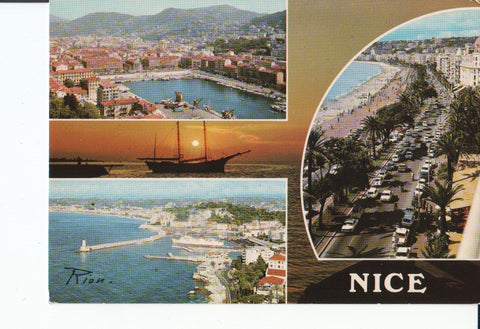 Postal 016979: NICE Cote Azur - Vue Generale de le Port e le Promenade des Anglais