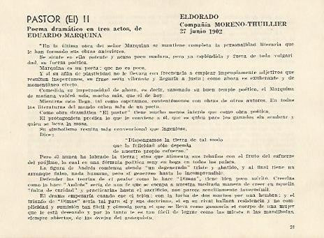 LAMINA 2545: Criticas de EL Pastor. El Dorado 27 junio 1902