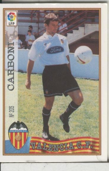 Cromos: Las Fichas de la liga 97-98: C.F.Valencia numero 205: Carboni
