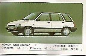 CROMO 310 ALBUM COCHES MOTOR 16: HONDA CIVIC SHUTTLE