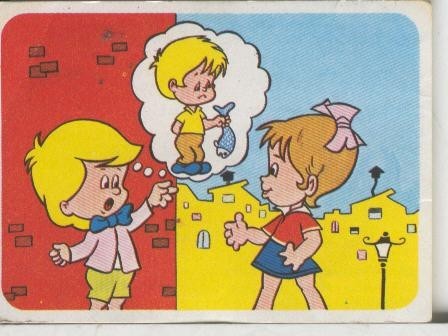 Cromos: Juego de refranes numero 06: Del dicho al hecho hay un gran trecho