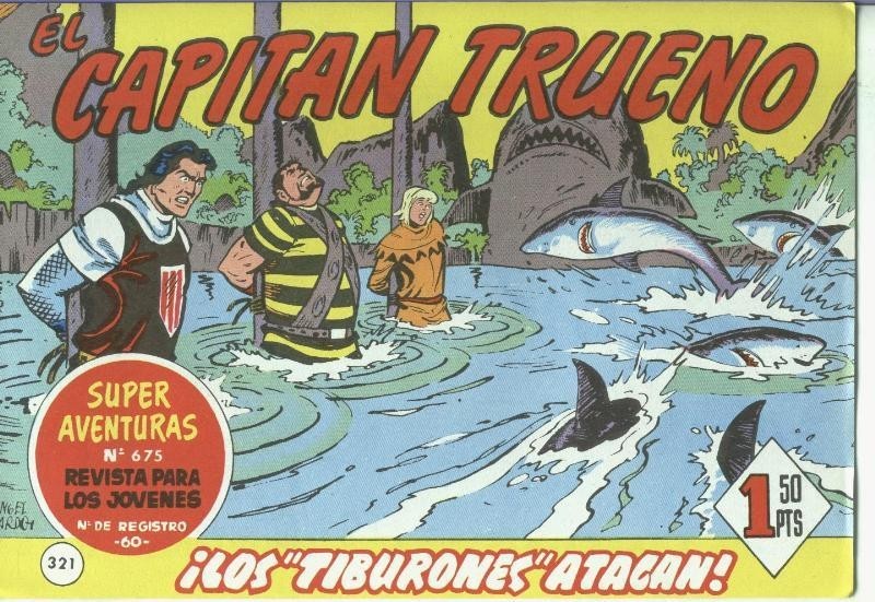 El Capitan trueno facsimil numero 321: Los tiburones atacan