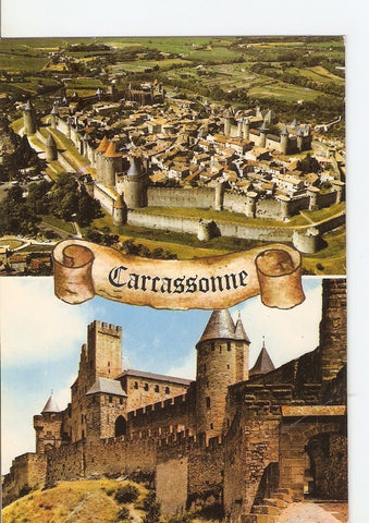 Postal 027765 : Carcvassonne (11000-Aude), Vue aerienne de la Cite et la Porte Narbonnaise