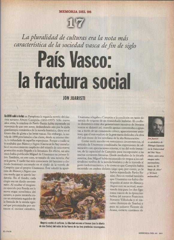 Memoria del 98 fasciculo 17: Pais Vasco: la fractura social por Jon Juaristi