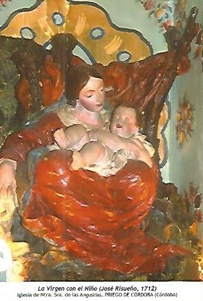 POSTAL 54208: La Virgen con el Niño de Jose Risueño 1712. Priego de Cordoba Cordoba