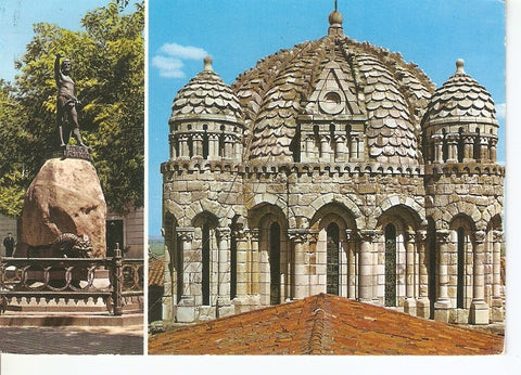 Postal 049446 : Zamora. Monumento a Viriato y cupula de la Catedral
