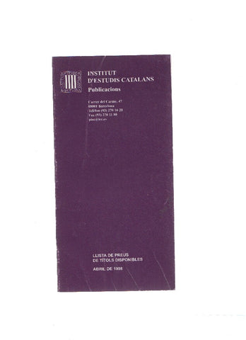 Llista de preus de titols disponibles abril 1998