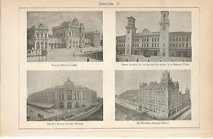 LAMINA ESPASA 7863: Estacion de Genova de La Habana de Boston y de Filadelfia