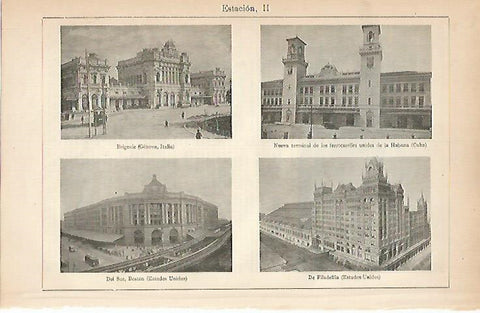 LAMINA ESPASA 7863: Estacion de Genova de La Habana de Boston y de Filadelfia