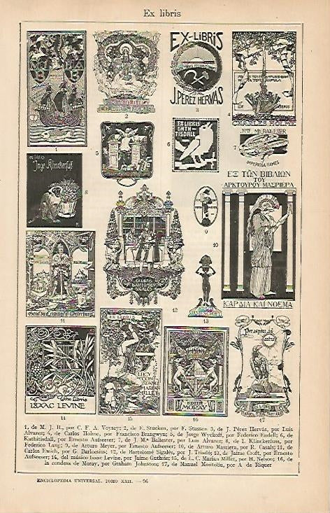 LAMINA ESPASA 7919: Tipos de ex libris