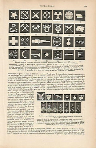 LAMINA ESPASA 7978: Emblemas de la Armada y Marina de Estados Unidos