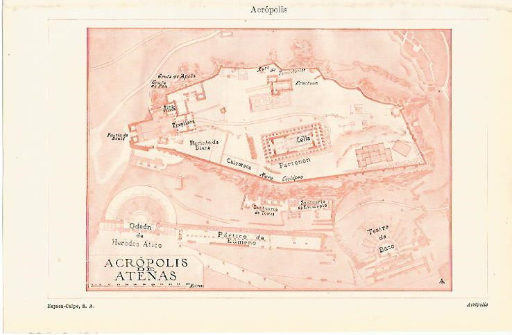 LAMINA ESPASA 8065: Plano de la Acropolis de Atenas