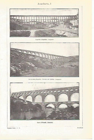 LAMINA ESPASA 8074: Acueducto de Segovia de Tarragona y de Gard