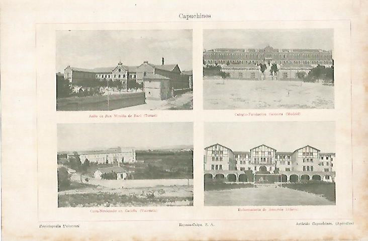 LAMINA ESPASA 8246: Edificios de los Capuchinos en Teruel Valencia Madrid y Alava