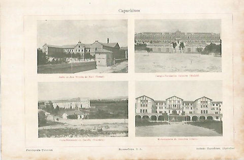 LAMINA ESPASA 8246: Edificios de los Capuchinos en Teruel Valencia Madrid y Alava