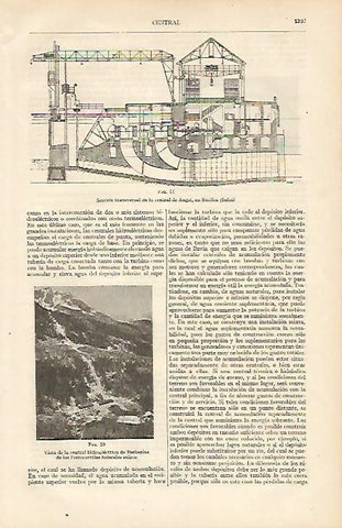 LAMINA ESPASA 8257: Seccion de la Central de Augst en Basilea Suiza