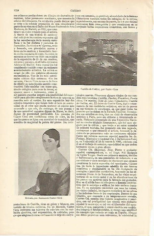 LAMINA ESPASA 8260: Castillo de Cuellar y Retrato por R. Castro Cires