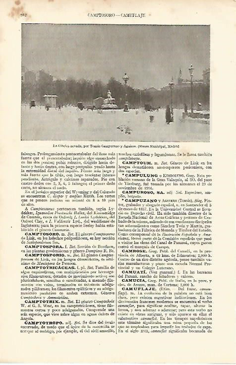 LAMINA ESPASA 8279: La Cibeles nevada por T. Campuzano y Aguirre