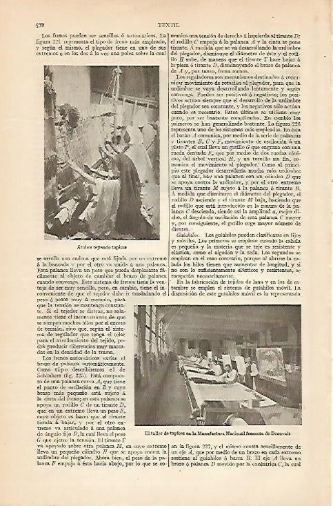 LAMINA ESPASA 8335: Arabes tejiendo tapices. Taller de la Manufactura Nacional Francesa