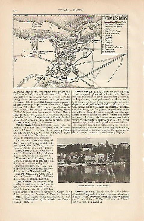 LAMINA ESPASA 8364: Plano de Thonon-les-Bains Francia
