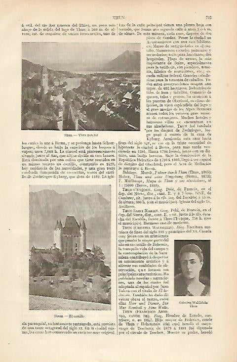 LAMINA ESPASA 8374: Vistas de Thun Suiza