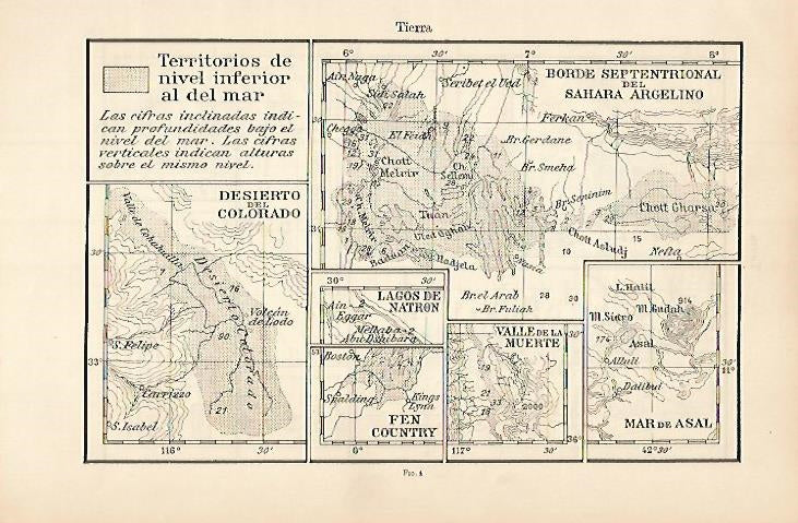 LAMINA ESPASA 8430: Mapas de territorios de nivel inferior al del mar