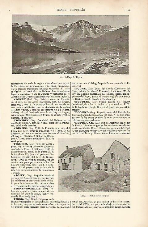 LAMINA ESPASA 8443: Vista del lago de Tignes Italia