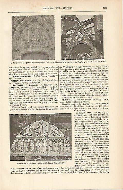LAMINA ESPASA 8465: Timpano de la Catedral de Leon y en Santa Maria de Morella