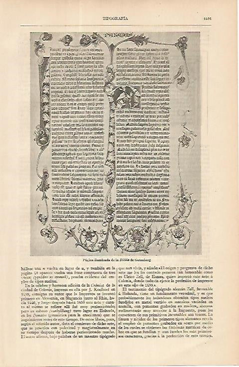 LAMINA ESPASA 8491: Reproduccion de una pagina de la Biblia de Guttenberg
