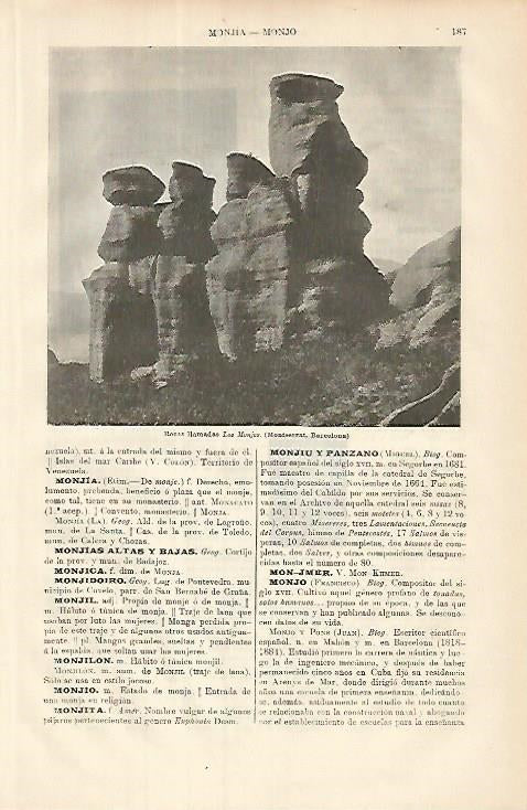 LAMINA ESPASA 8546: Rocas Los Monjes en Montserrat Barcelona