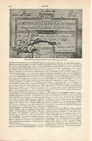 LAMINA ESPASA 8610: Cedula del Monte della Pieta de Roma de 1797