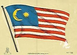 CROMO COLECCION UNIVERSAL 1947: BANDERA FEDERACION MALAYA. Numero 135