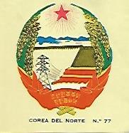 CROMO COLECCION UNIVERSAL 2088: ESCUDO COREA DEL NORTE. Numero 77