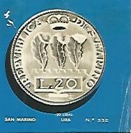 CROMO COLECCION UNIVERSAL 2184: LIRA (San Marino). Numero 332