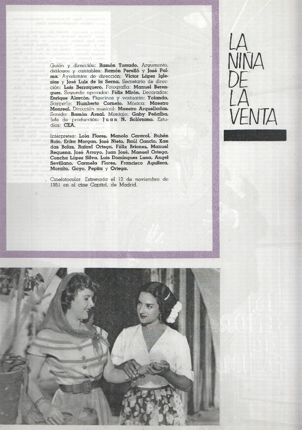 Ficha cine Suevia Films: La niña de la venta y La señora de Fatima