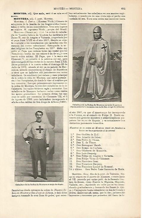 LAMINA ESPASA 8649: Caballero de la Orden de Montesa traje de diario y de guerra