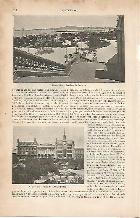 LAMINA ESPASA 8655: Vistas de Montevideo Uruguay