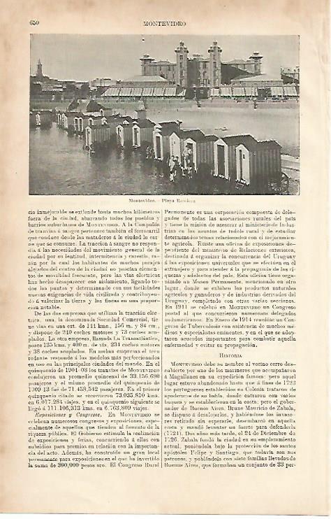 LAMINA ESPASA 8665: Playa Ramirez en Montevideo Uruguay